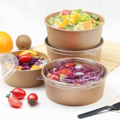 China Disposable Wholesale Accept Custom Printing Disposable Kraft Paper / Salad Bowl Packaging Box for sale