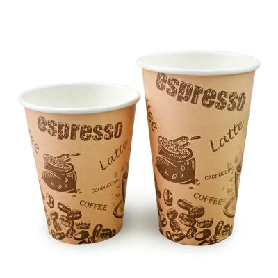 China Disposable Wholesale 8 oz 10 oz 12 oz 16 oz custom printed disposable paper coffee cups for sale