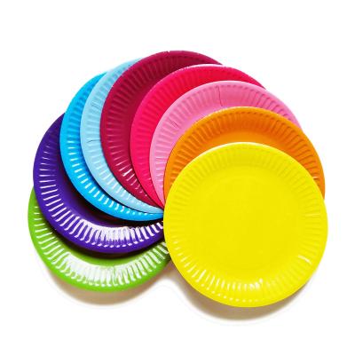 China Disposable Picnic Biodegradable Disposable BBQ Fruit Party Paper Plate Cake Painting Paper Plate for sale