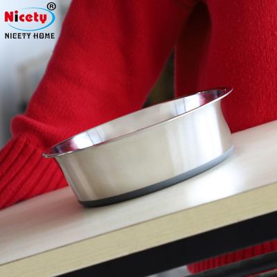 China Viable Fineness 201 Round Metal Stainless Steel Pet Bowl With Silicone Base For Cat Dog for sale