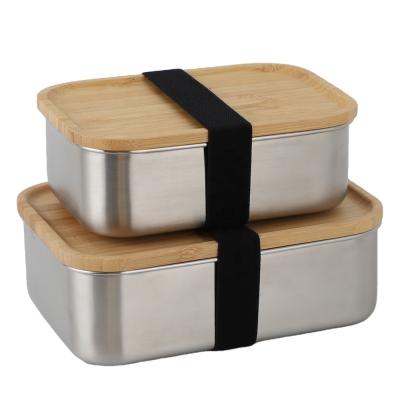 China Freshness Preservation Finesse Bambus Bread Lunch Box Bento Japan Sushi Box Wood Bento Container Metal Box 800ml for sale