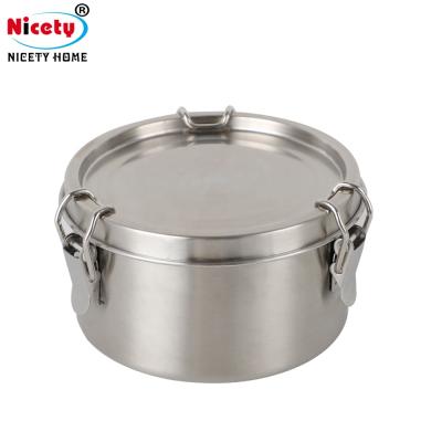 China Hot Sale Factory Price Sustainable Finesse Round 304 Stainless Steel Food Bowl With Sealed Lid For Kids Camping for sale