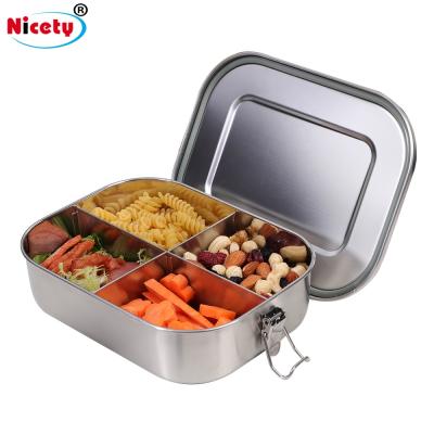 China Freshness Keeping Finesse New Arrival Rectangle SUS 304 Stainless Steel Lunch Bento Box With 4&5 Compartments for sale