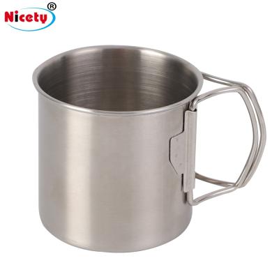 China Durable Folding Handle Stainless Steel Cups Camping Suitable For Increasing The Hit And Easy To Portable for sale