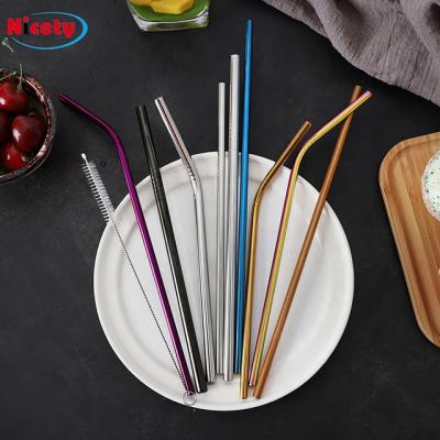 China Stainless Steel Straw Set Reusable Cotton Bag Straws Eco Sustainable With Cleaning Brushes for sale