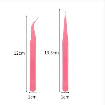 China Pink Private Label Eyelash Extension Tweezers Lash Tweezers Customized by Cil for sale