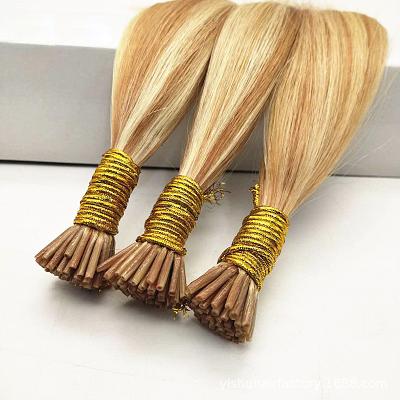 China Wave Yaki I Tip Silky Straight Curly Curly Human Hair Extensions Double Tip Prebonded Hair Extensions for sale