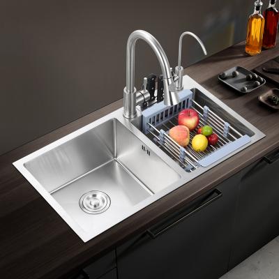 China With Faucet Wholesale 72X40 75X40 78X40 80X45 82X45 Double Bowl Rectangular Undermount Restaurant Kitchen 304 Sink 201 YK7240 for sale