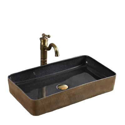 China Modern Bathroom Wash Hand Basin Table Top Art Rectangle Sink for sale