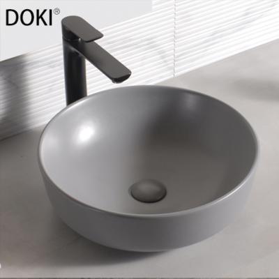 China Popular YL3406-20 Hotel Bathroom Hand Sink Round Matte Gray Color Ceramic Basin for sale