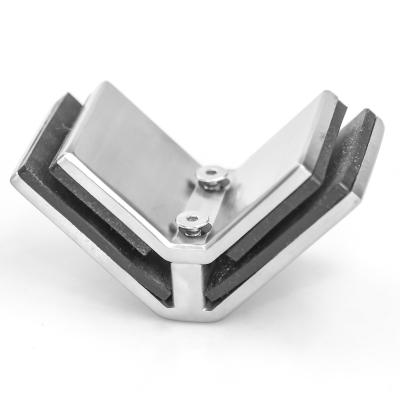 China Modern 2 Ways Stainless Steel 90 Degree Corner Square Glass Clamp Glass To Glass Connector for sale