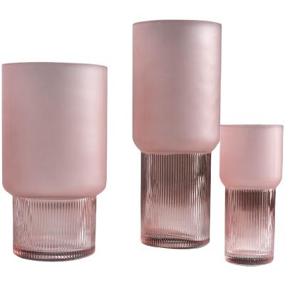 China Modern Crystal Vases China Home Decor Vases Flower Unique Glass Vases Clear to Pink for sale