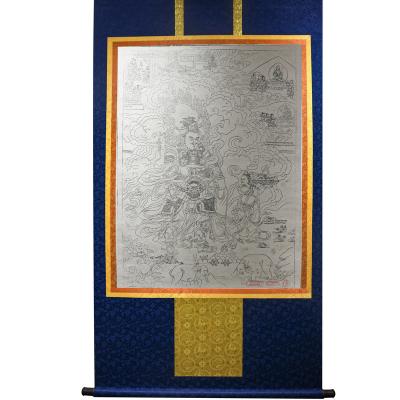 China 100% Handmade The Chinese Tibetan Buddhism History Map Thangkawa and the Venerable 16 Ones for sale