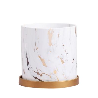 China Nordic minimalist modern simple marbled ceramic flower pot for home decor for sale