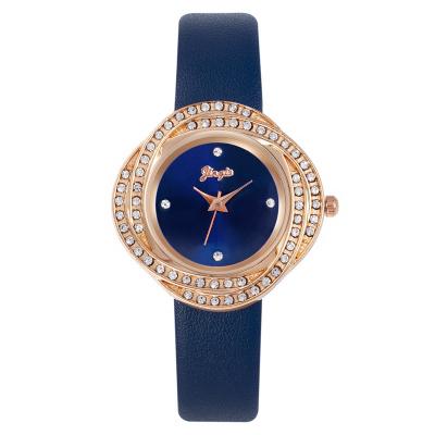 China Newest Women's Diamond Rhinestone Fashion Leather Watch Strap Gold Women's Quartz Watch for sale