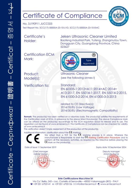 CE - Jeken Ultrasonic Cleaner Ltd.