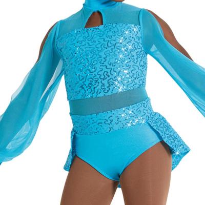 China 2023 hot sale high quality girl's sequin blue jazz tap jazz dresses girl skirts dance costumes for sale