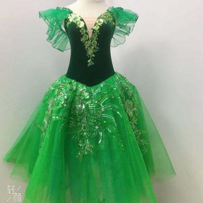 China Dress up 2023 new ballet children TUTU green romantic children's tutu dance costumes soft dress children's fairy tutu dance costumes for sale