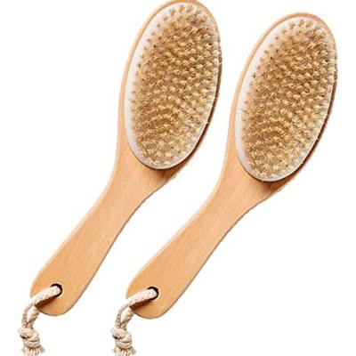 China Bamboo Bristle Body Wash Tool 25cm Boar Bristle Brush for sale