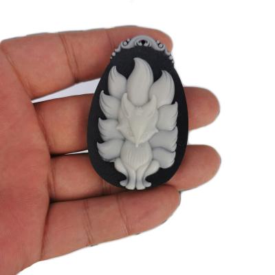 China Blessing Peace Hot Selling High Quality Natural Tai chi Crystal Stone Engrave Nine Tailed Fox Pendant for sale