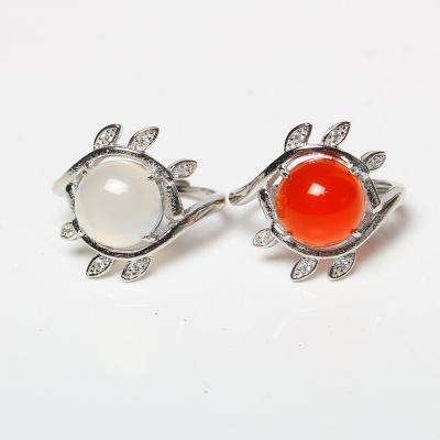 China Wholesale High Quality Natural Jewelry Ring For Women Gifts Carnelian From China Crystal Simple Adjustable White Chalcedony for sale