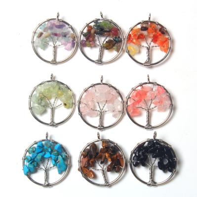 China China Wholesale Colorful Natural Stone Handmade Tree Of Life Necklace For Women Gifts for sale