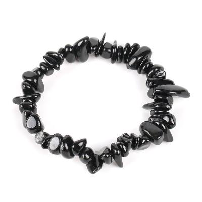 China Wholesale Fashionable High Quality Natural Black Stone Energy Gravel Tourmaline Stone Quartz Stone Bracelet for sale