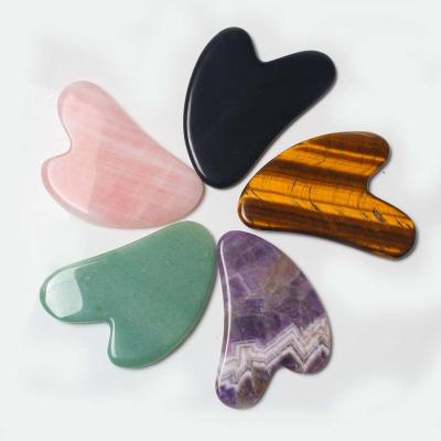 China China Wholesale Natural Amethyst Jade Rose Quartz Panel Guasha Massage Scraping Tools for sale