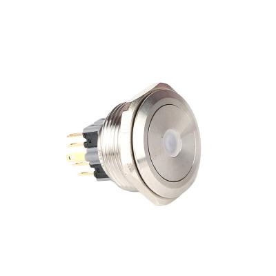 China 1NO 1NC 30mm 10A 250V 1NO 1NC LED Waterproof Flat Round Push Button Switch for sale