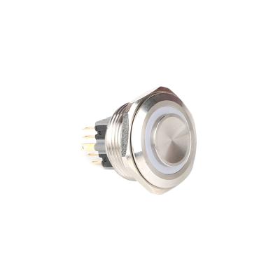 China 1NO 1NC IP65 30mm Metal Stainless Push Button No GOLD Ring Illuminated Push Button Momentary Push Button Switch for sale