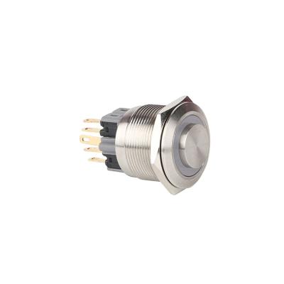 China Stainless Steel Waterproof High Round 1NO1NC RGB Illuminated Momentary Metal Micro Push Button Switch for sale