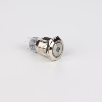 China 1NO 1NC Button Ring Illuminate Momentary Waterproof IP67 Flat Metal Push Button Switch 19MM for sale