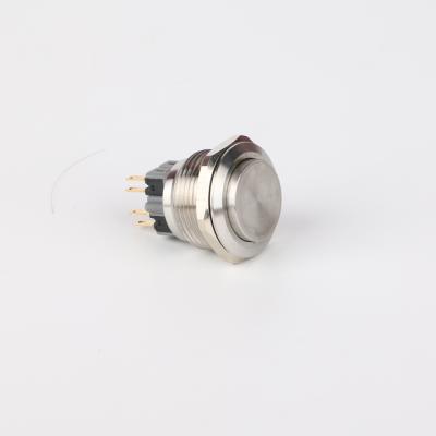 China 1NO 1NC 10A 250V 1NO1NC Anti-vandal Stainless Steel Metal Momentary Push Button Switch Raised Top for sale