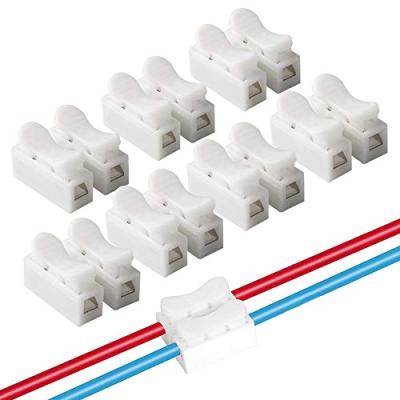 China Fireproofing Insulating PP + Conductive Spring Steel LED Connector CH2 Clamp Terminal Block Terminal Strip Light Wire Steel Quick Connect for sale