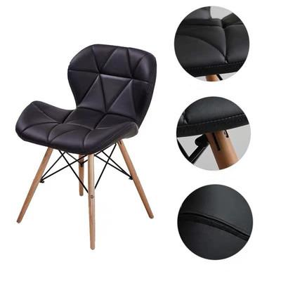 China Popular Tulip Convertible Seat Dining Chairs Nordic Style Restaurant Dining Room PU Universal Seating Dining Chair With Wooden Leg for sale