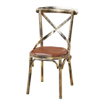 China Factory Wholesale Vintage Country Style Metal Fork Art Foldable Nordic Fork Chair Restaurant Back Bar Dining Chairs for sale