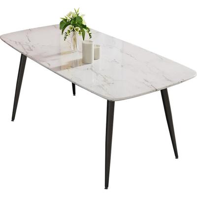 China Hot Sale Modern Unique Rectangular Wooden Black Stone Marble Adjustable Dining Room Furniture Top (Size) Dining Tables for sale