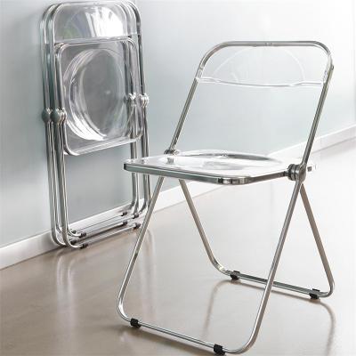 China Dining Room Foldable Single Living Room Hotel Style Materials Outdoor Universal Transparent PET Folding Chairs for sale