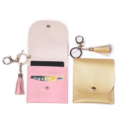 China Custom Promotion Logo Small Business Card Packaging Bag Envelope Flap Leather Instant Credit Card Pouch With Patch for sale