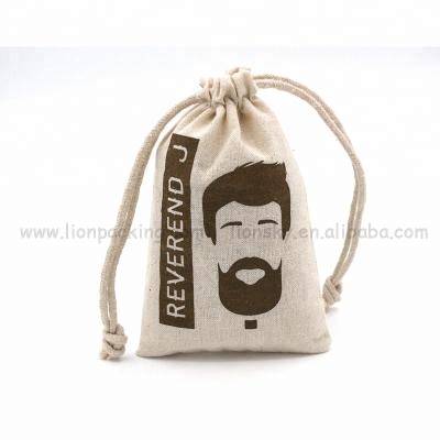 China Custom Logo Folding Printed Natural Drawstring Gift Jewelry Pouch Cotton Bag for sale