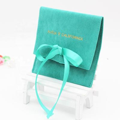 China Custom Printed Jewelery Wrap Suede Wedding Gift Jewelry Pouches With Bow-knot for sale