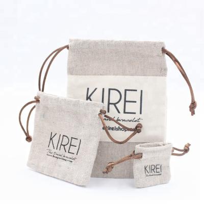 China Recyclable Custom Logo Printed Small Drawstring Canvas Jewelry Gift Packaging Pouch Bag for sale