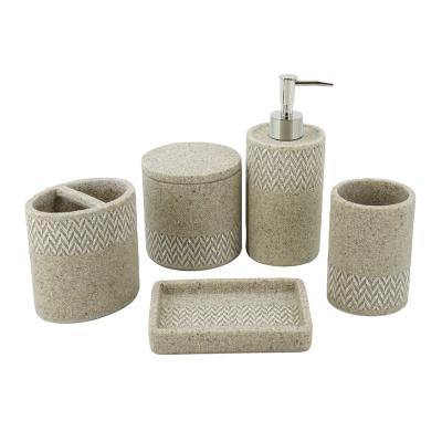 China 5pcs Sustainable Natural Sand Effect Resin Soap Dispenser - Bathroom Accessories for sale