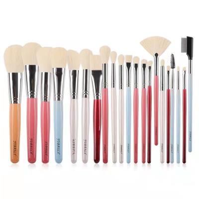 China Angular blush low moq logo custom free samples wholesale pink cosmetic make up brush set for sale