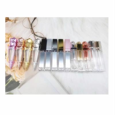 China Luxury wholesale kids lip gloss container unique led tube and gold empty rose square lip gloss for sale