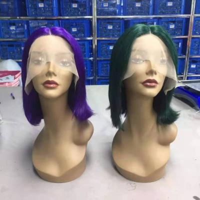 China Wholesale Price Green Color Silky Straight Lead T-Part Pre Plucked Wig 12 Inches for sale