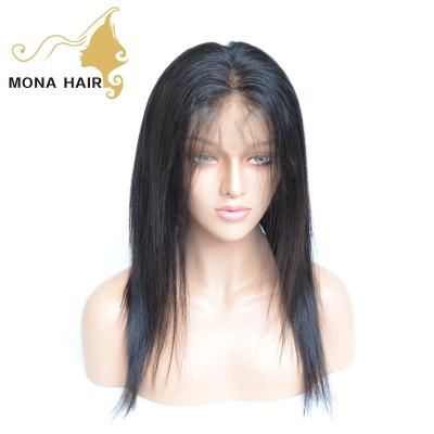 China Best Quality Medium Size Cap Full Lace Wig Wholesale Brazilian Wave Hair Wig Silky Straight Straight for sale