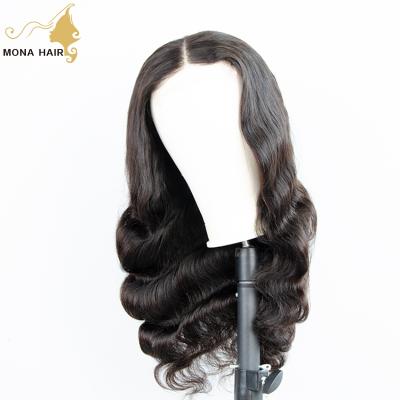 China Machine Made Natural Transparent Closure Body Wave Hairline Virgin Lace Front Wig for sale