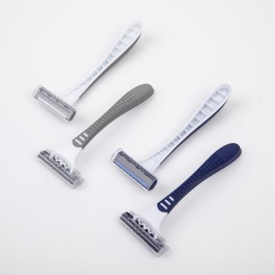 China Carbon Steel Handle Stainless Or Long Rubber Hair Shaving Razor High Quality Disposable Razor With Trimmer for sale