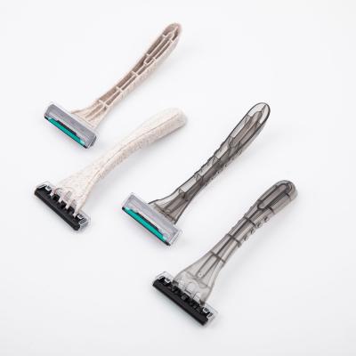 China Factory Wholesale Hotel Three Blades Non Convertible Disposable Face Razor Stainless Or Carbon Steel Disposable Shaving Shaving Razors for sale